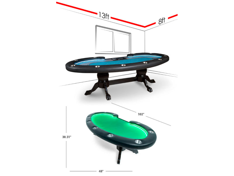 BBO Poker Lumen HD LED 11 Person Poker Table 2BBO-LUM