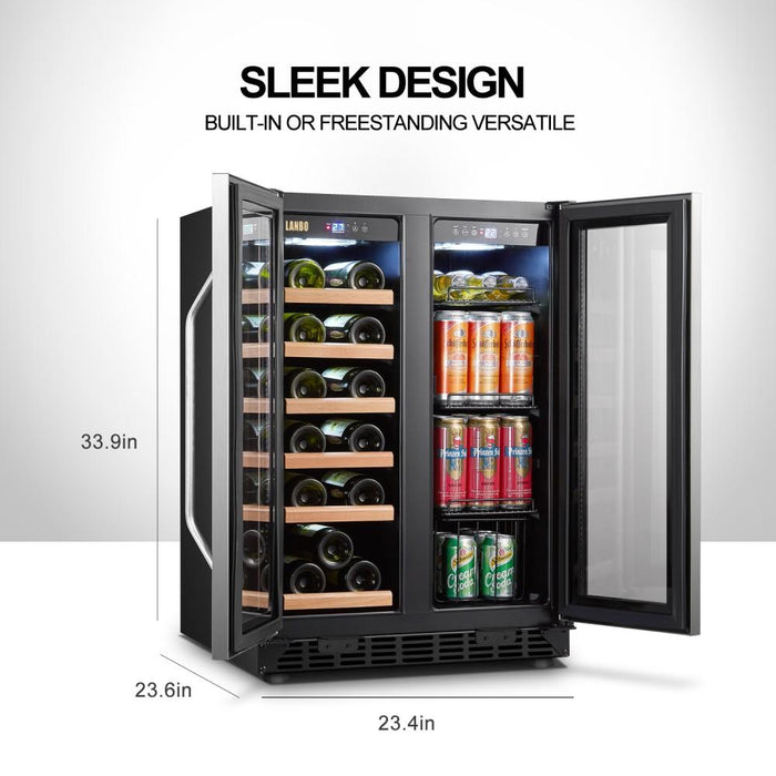 Lanbo Dual Zone (Built In or Freestanding) Compressor Wine Cooler - 18 Bottle 55 Can Capacity LB36BD