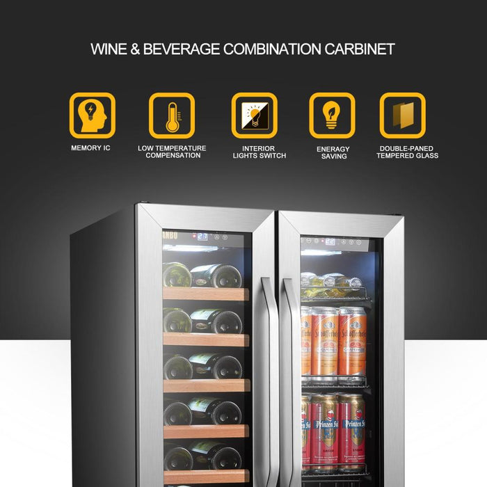 Lanbo Dual Zone (Built In or Freestanding) Compressor Wine Cooler - 18 Bottle 55 Can Capacity LB36BD