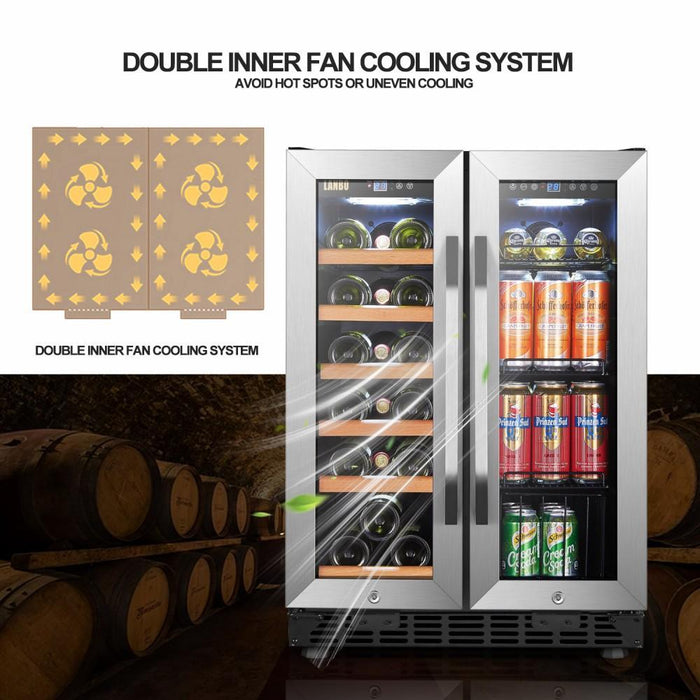 Lanbo Dual Zone (Built In or Freestanding) Compressor Wine Cooler - 18 Bottle 55 Can Capacity LB36BD