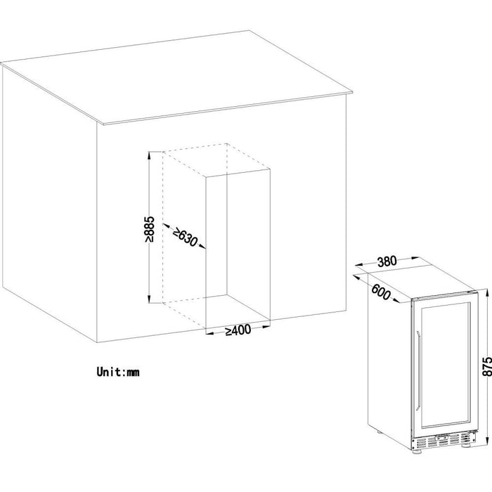 Lanbo Single Zone (Built In or Freestanding) Compressor Beverage Cooler - 70 Can Capacity LB80BC