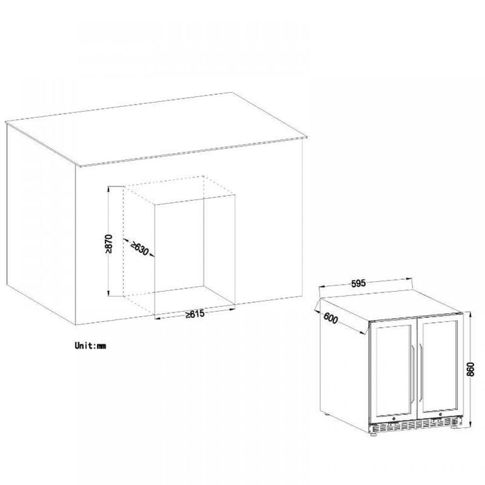 Lanbo Dual Zone (Built In or Freestanding) Compressor Wine Cooler - 18 Bottle 55 Can Capacity LB36BD