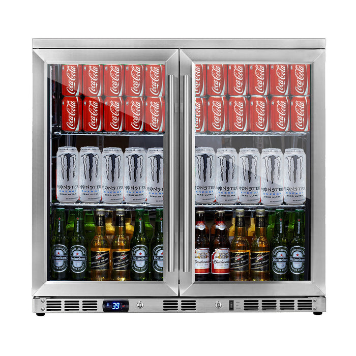 KingsBottle 36" Heating Glass 2 Door Built In Beverage Fridge KBU56M