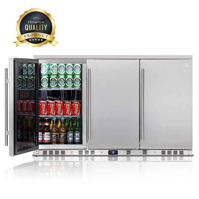 KingsBottle 53" Solid 3-Door Outdoor Beverage Cooler KBU328M / KBU328ASD