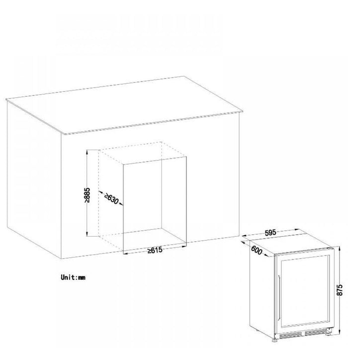 Lanbo  Single Zone (Built In or Freestanding) Compressor Wine/Beverage Cooler - 110 Can 6 Bottle Capacity LB148BC