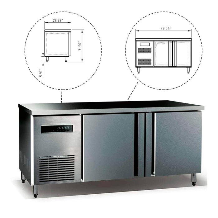 KingsBottle 59" Two Stainless Steel Door Back Bar Cooler KBU380