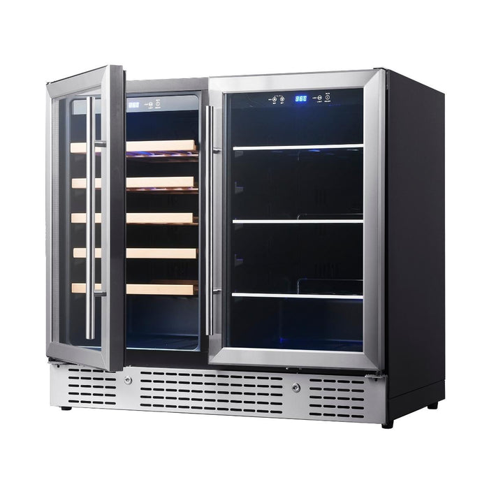 KingsBottle 36" Beer and Wine Cooler Combination with Low-E Glass Door KBU190BW