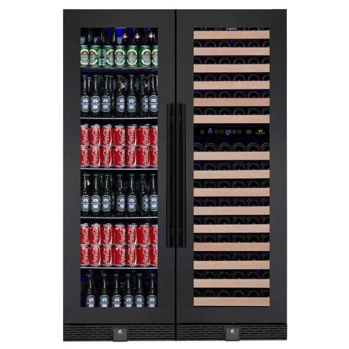 KingsBottle 72" Tall Beer And Wine Refrigerator Combo With Glass Door KBU170BX + KBU170DX