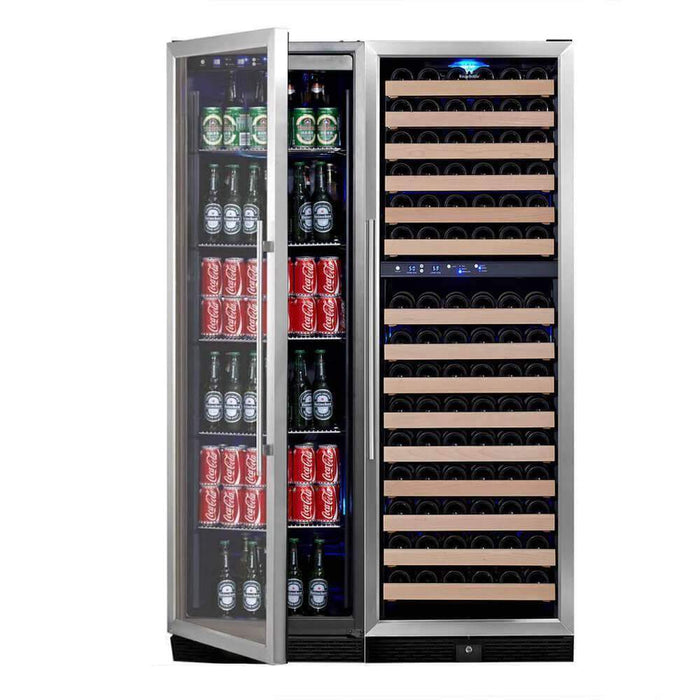 KingsBottle 72" Large Wine And Beverage Cooler Drinks Combo With Clear Door KBU170BX + KBU170WX