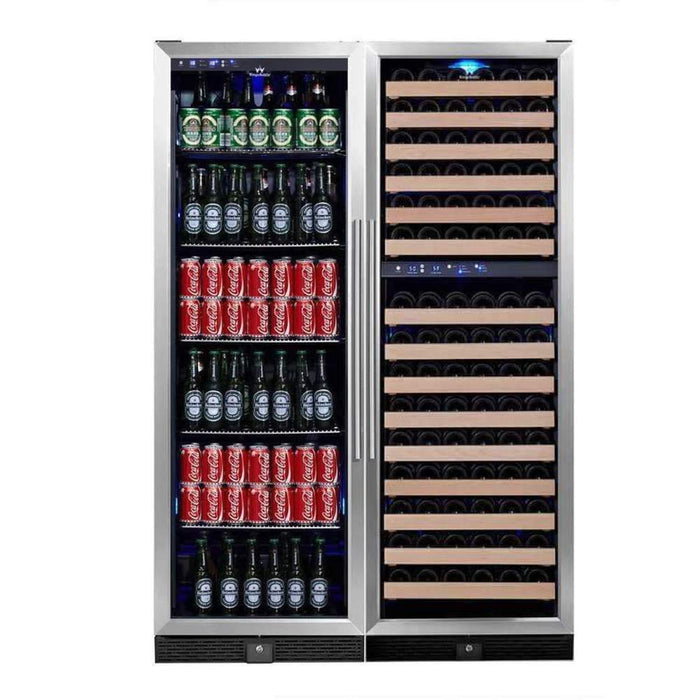 KingsBottle 72" Large Wine And Beverage Cooler Drinks Combo With Clear Door KBU170BX + KBU170WX