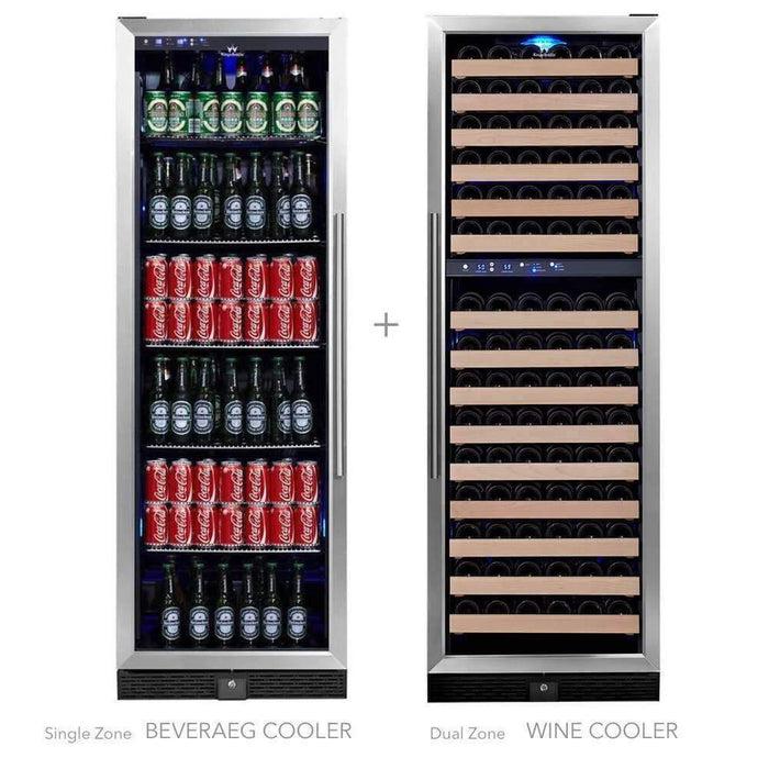 KingsBottle 72" Large Wine And Beverage Cooler Drinks Combo With Clear Door KBU170BX + KBU170WX