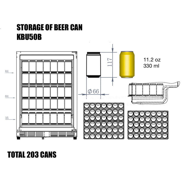 KingsBottle 24" Under Counter Beer Cooler Fridge Built In KBU50BX