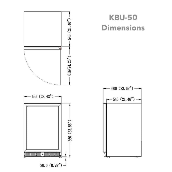 KingsBottle 24" Under Counter Beer Cooler Fridge Built In KBU50BX