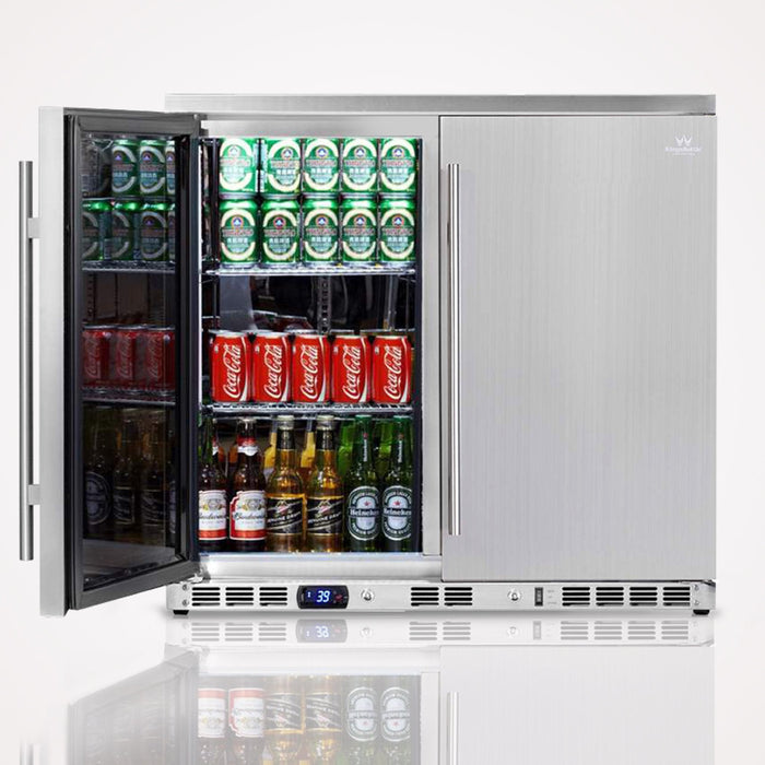 KingsBottle 36" Outdoor Beverage Refrigerator 2 Door For Home KBU56ASD