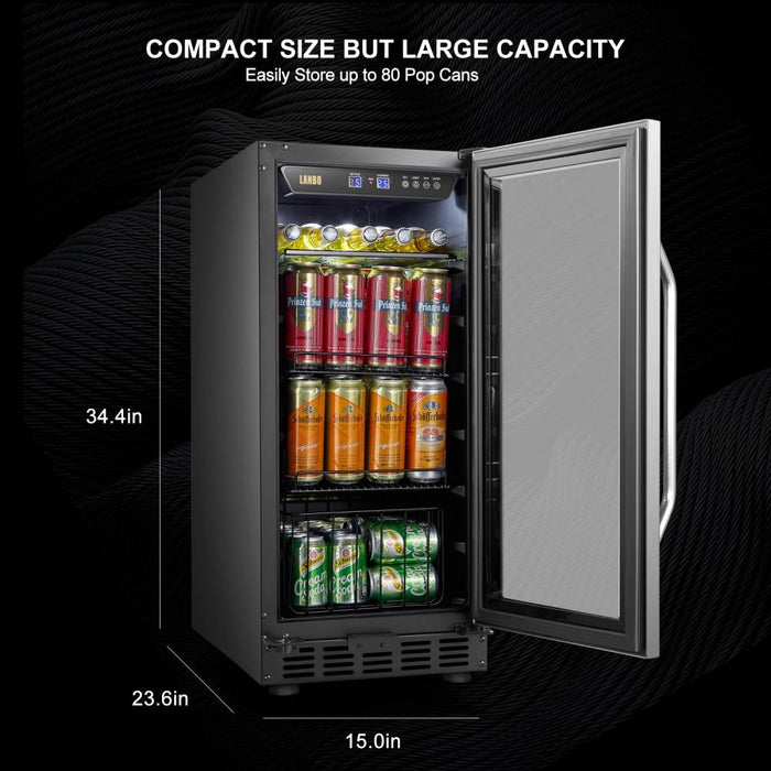 Lanbo Single Zone (Built In or Freestanding) Compressor Beverage Cooler - 70 Can Capacity LB80BC