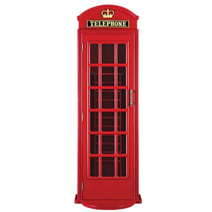 RAM Game Room Old English Telephone Booth Floor Cue Rack in Red