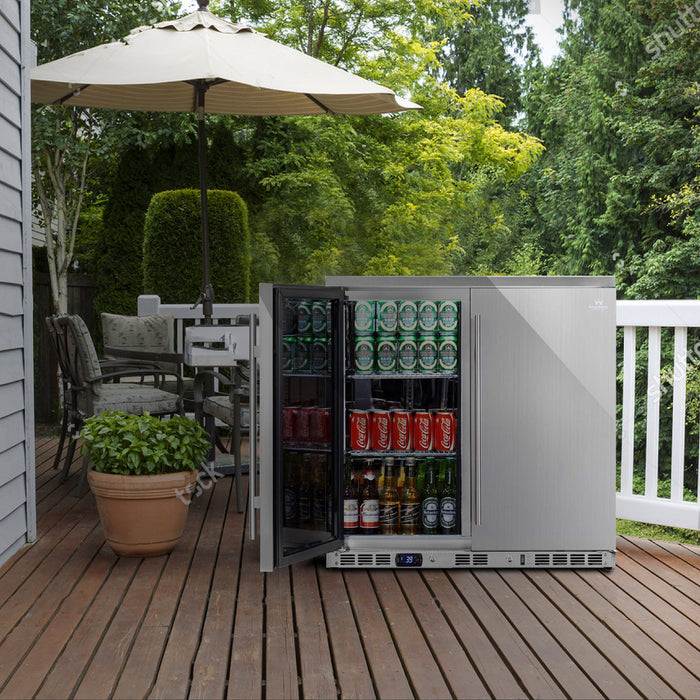 KingsBottle 36" Outdoor Beverage Refrigerator 2 Door For Home KBU56ASD