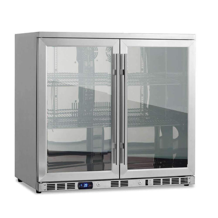 KingsBottle 36" Heating Glass 2 Door Built In Beverage Fridge KBU56M