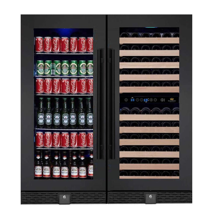 KingsBottle 56" Upright Wine And Beverage Fridge Center Cabinet Freestanding KBU100BX + KBU100DX