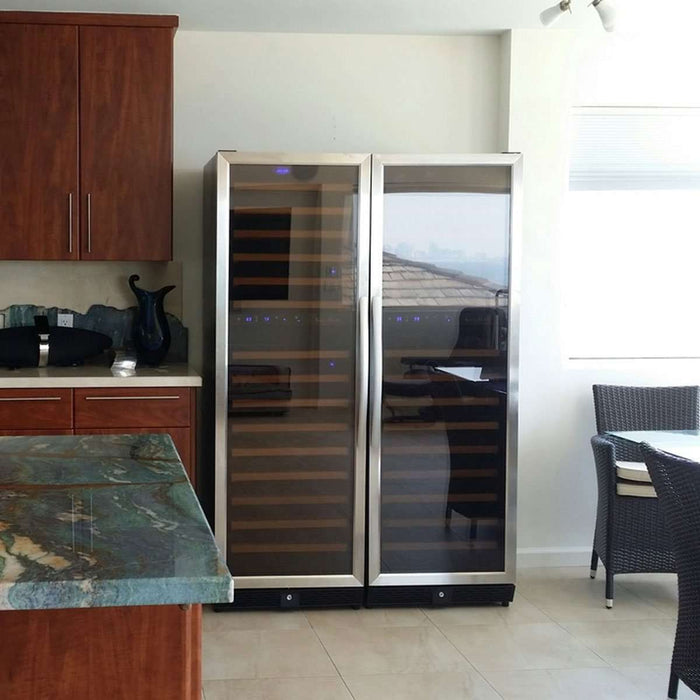 KingsBottle 72" Tall Beer And Wine Refrigerator Combo With Glass Door KBU170BX + KBU170DX