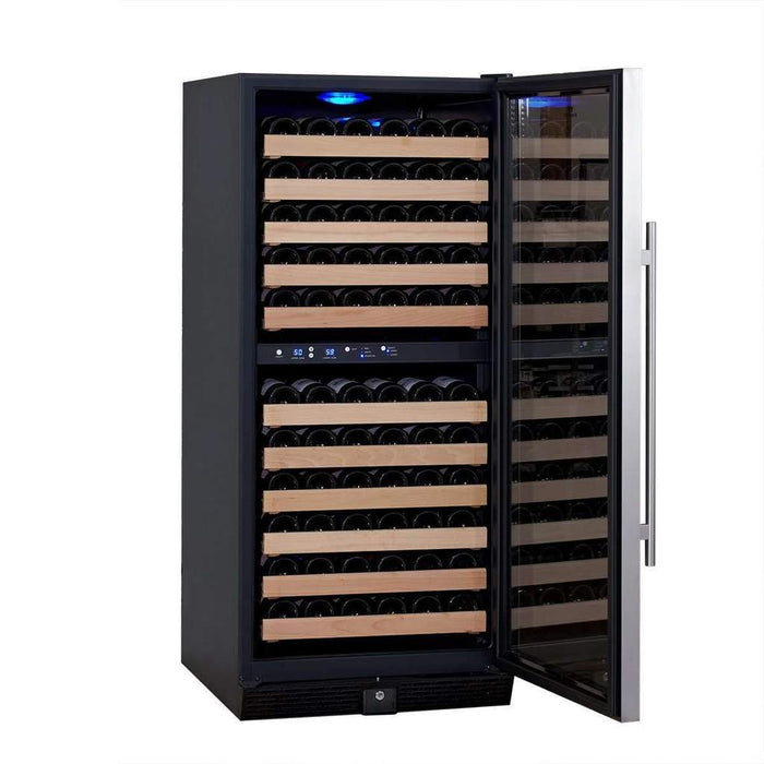 KingsBottle 100 Bottle Upright Dual Zone Wine Fridge For Home KBU-100DX