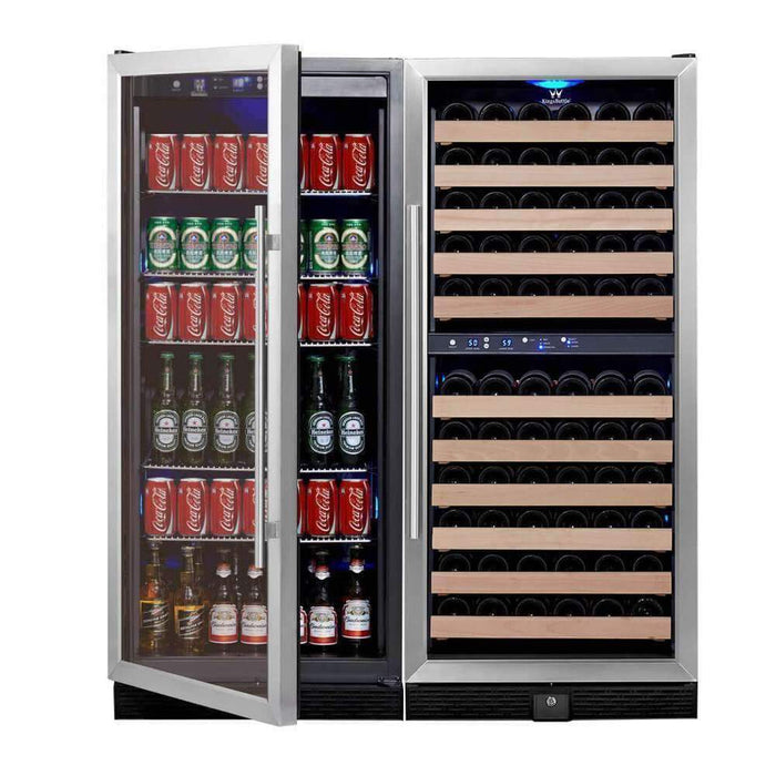 KingsBottle 56" Upright Wine And Beverage Fridge Center Cabinet Freestanding KBU100BX + KBU100DX