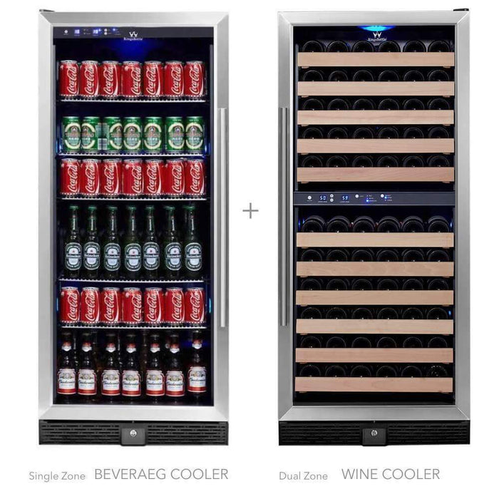 KingsBottle 56" Upright Wine And Beverage Fridge Center Cabinet Freestanding KBU100BX + KBU100DX